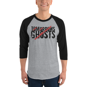 tomorrows ghosts three quarter sleeve t shirt black gray